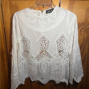 Fab'rik Intricate White Lace 100% Cotton Top